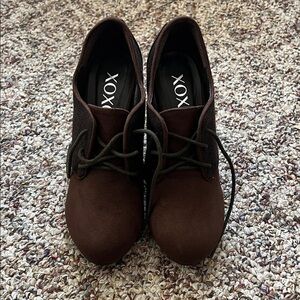 XOXO Dark Brown Lace-Up Footwear